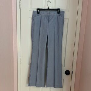 Blue Flare Pants with Tailored Fit and Wide-Leg Design